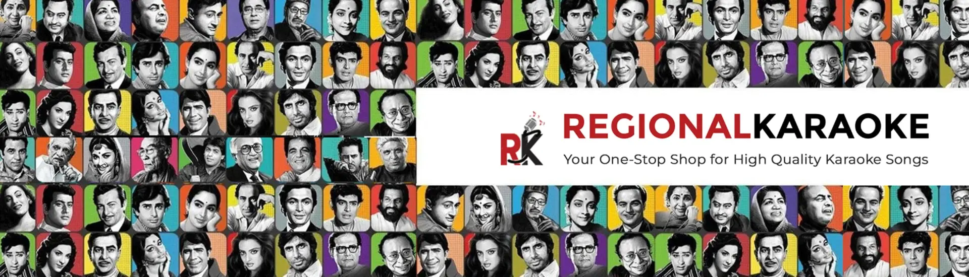 A vibrant collage of new and old Bollywood singers, celebrating musical heritage by Regional Karaoke